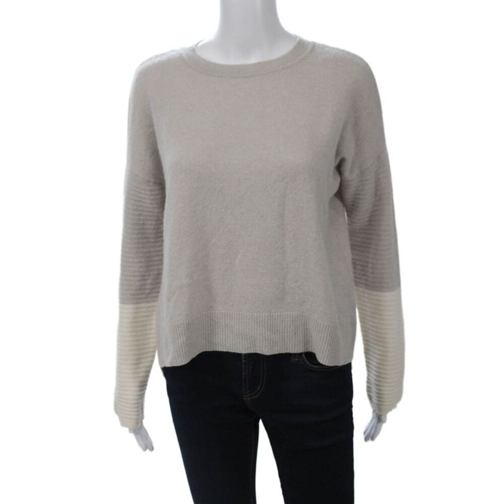 Duffy Women Gray 100% Cashmere Crew Neck Pullover Sweater Size XS